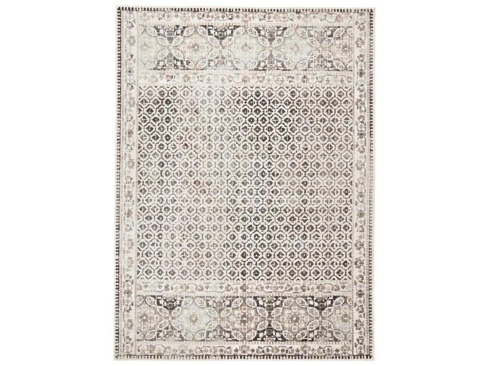 Kano Distressed Power-Loomed Area Rug in Gray and Ivory