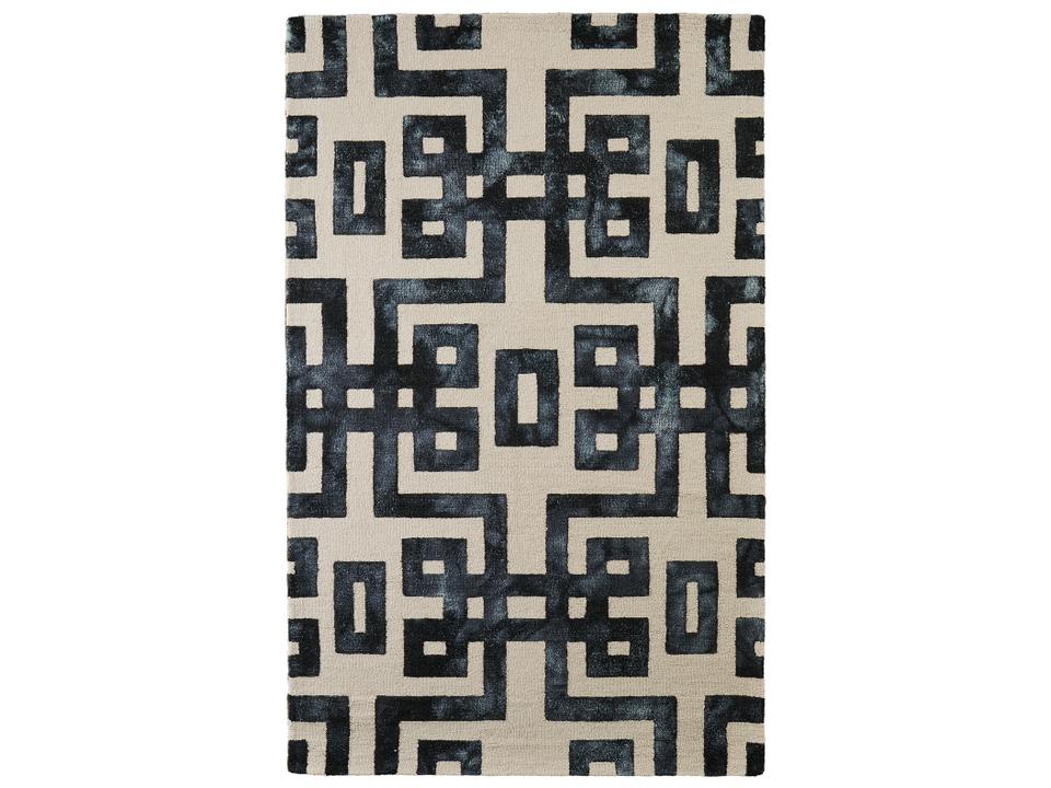 Lorrain Mid-Century Modern Geometric Area Rug in Noir