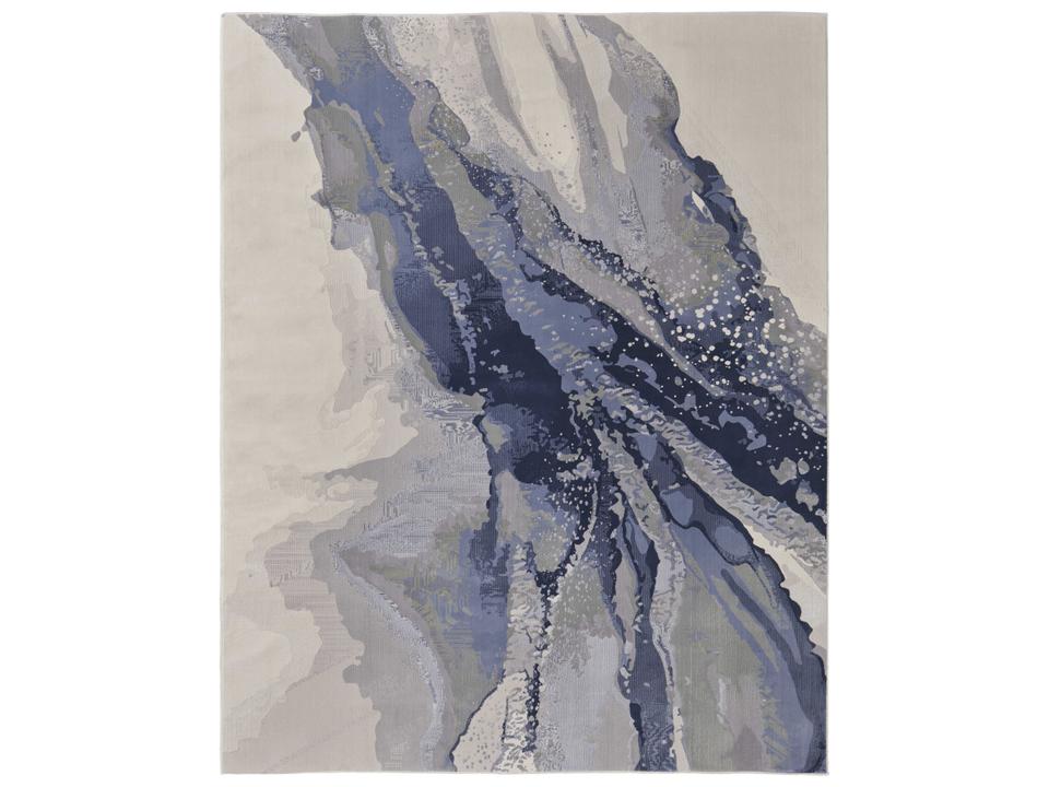 Feizy Clio Abstract Expressionist Area Rug in Blue Gray Ivory