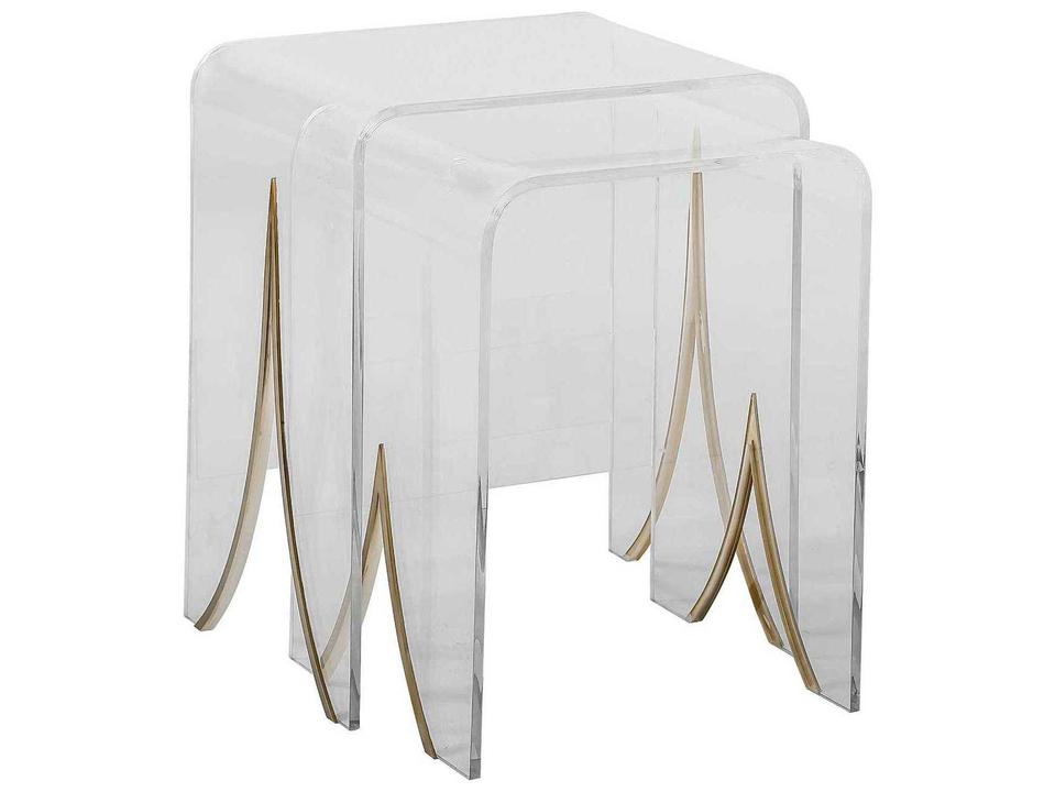 Magnolia Rectangle Nesting Tables in Clear Acrylic and Brushed Brass