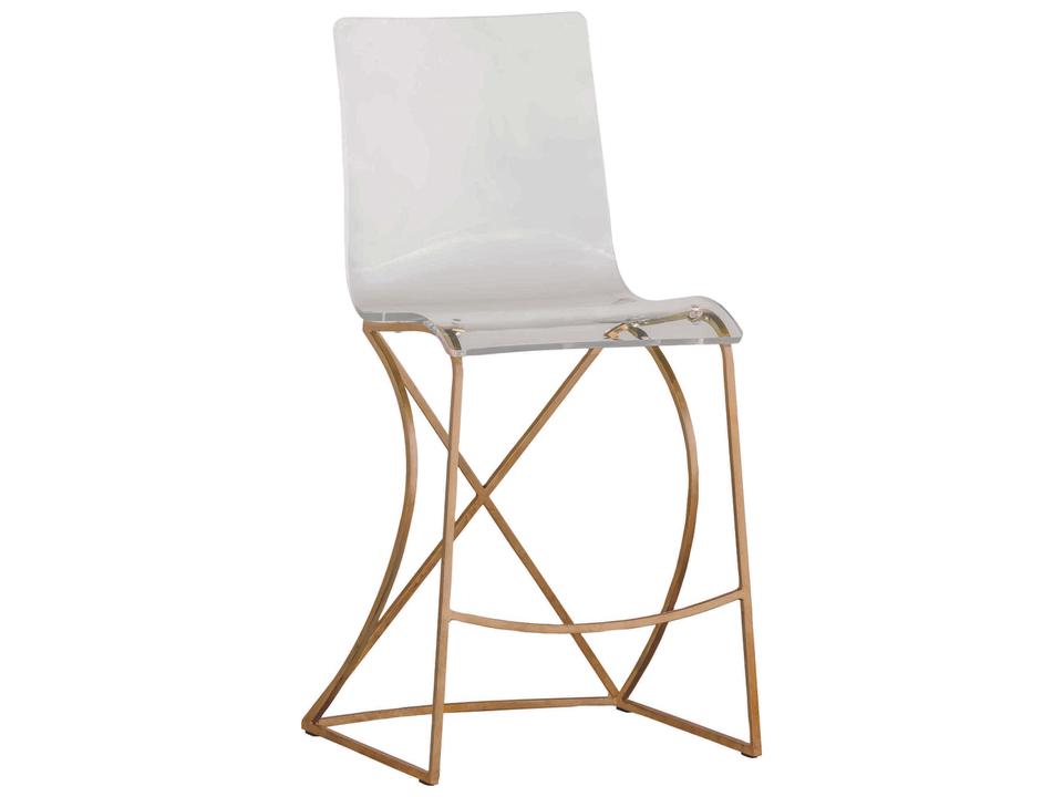 Johnson Counter Stool with Clear Acrylic Seat and Antique Gold Base