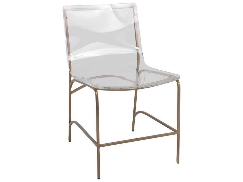 Penelope Clear Acrylic Dining Side Chair with Antique Gold Frame