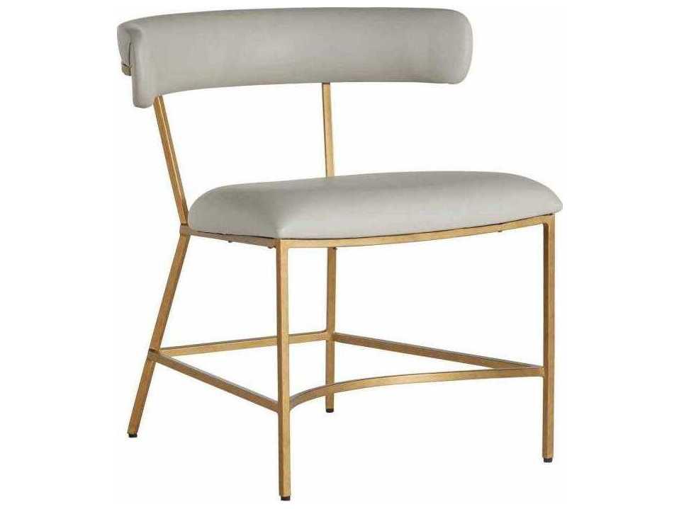Mason Gray Faux Leather Side Dining Chair with Antique Gold Metal Frame