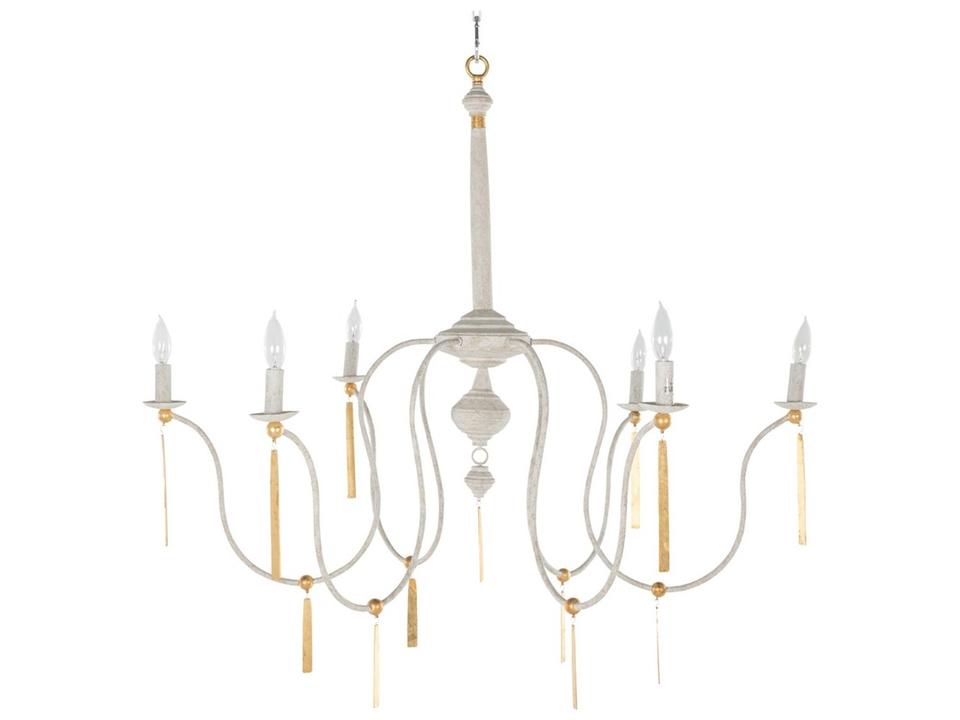 Tracy 6-Light Chandelier in Textured White and Vintage Gold