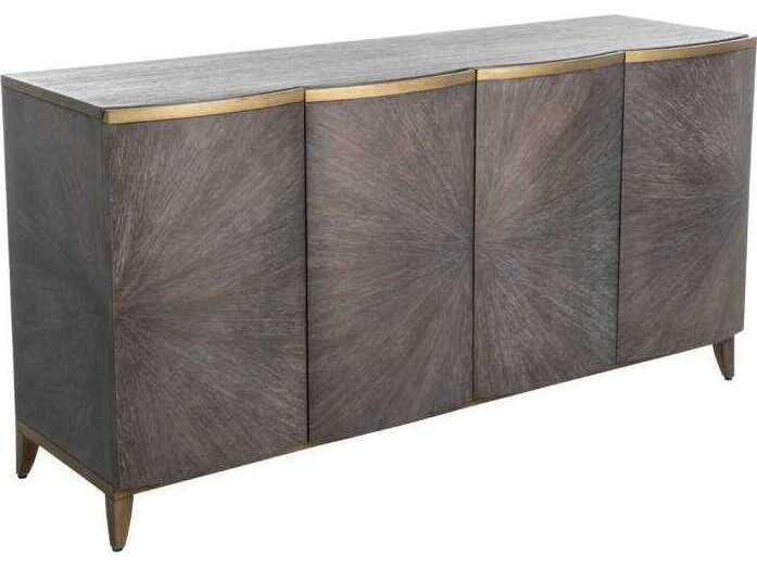 Pete Mindi Starburst Veneer Sideboard in Natural Black and Stained Brass