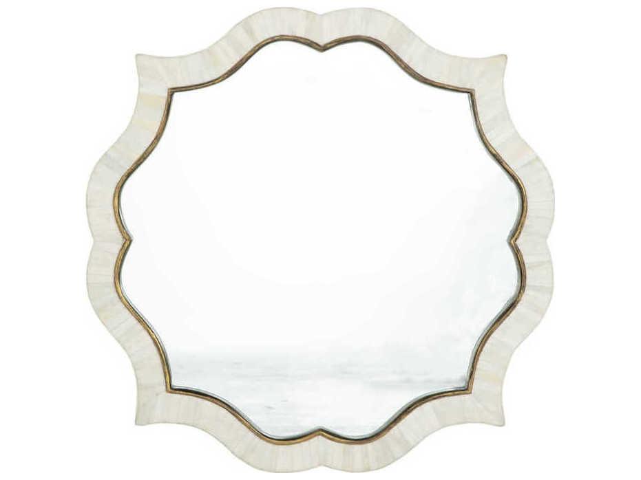 Laurette Quatrefoil Bone Ivory Inlay Accent Mirror