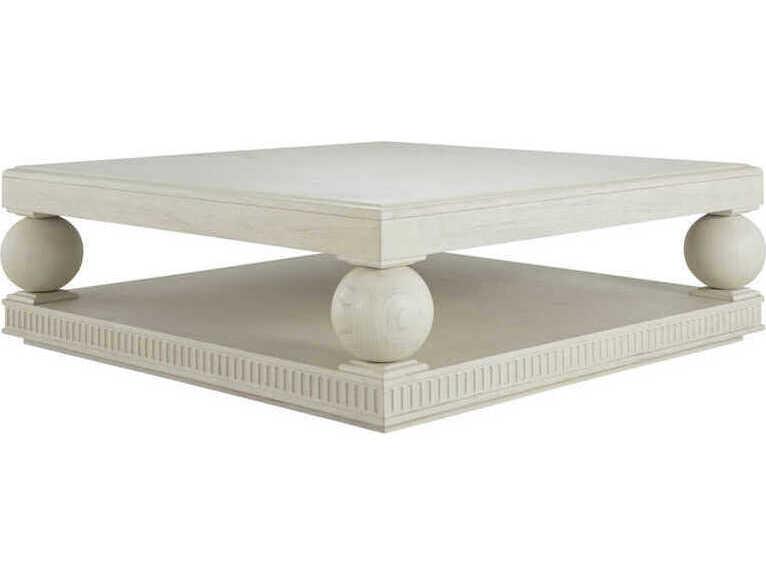 Bronte Square Coffee Table in Antique Brushed White with Oak Veneer