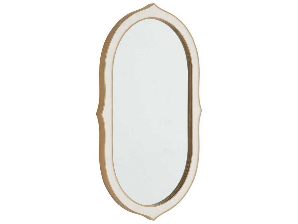 Allie Elongated Wall Mirror in Gilded Gold and White Shagreen