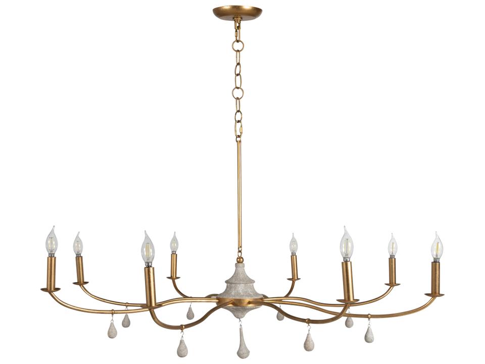 Loretta 8-Light Chandelier in Distressed Ivory and Vintage Gold