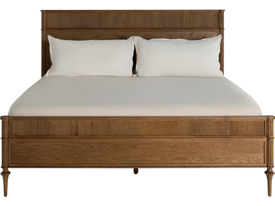 Andrea Queen Panel Bed in Natural Satin Oak with Fluted Detailing