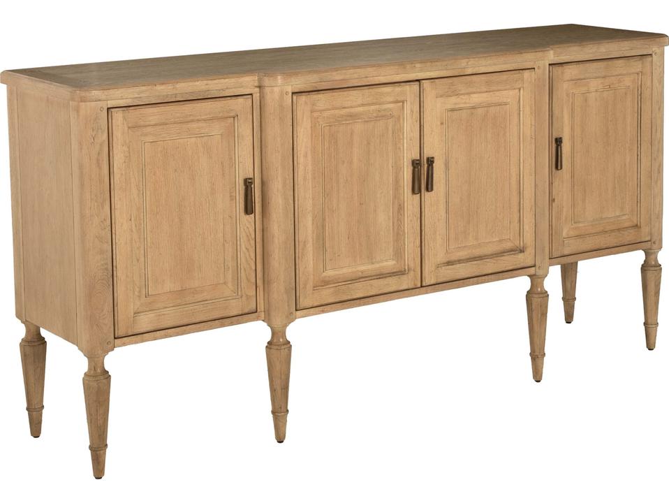 Mathis 72" Oak Wood Aged Antique Brass Rustic French Sideboard