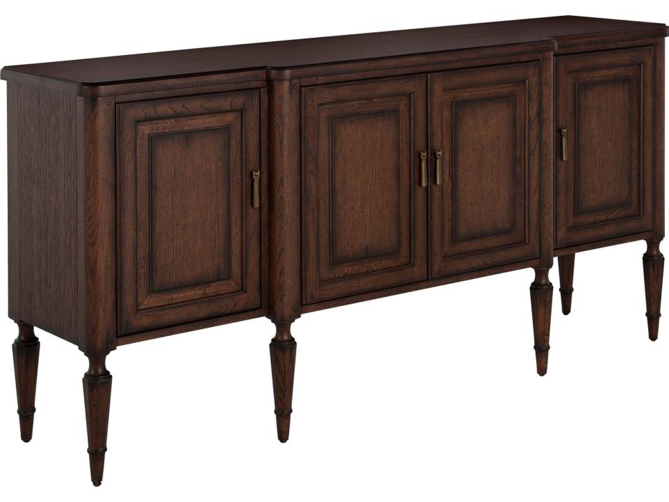 Mathis 72" Oak Wood Aged Antique Brass Rustic Sideboard