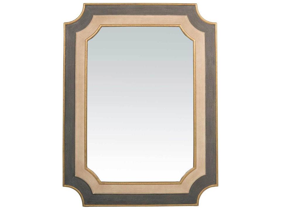 Yardley Rectangle Mirror with Faux Shagreen and Antique Gold Finish