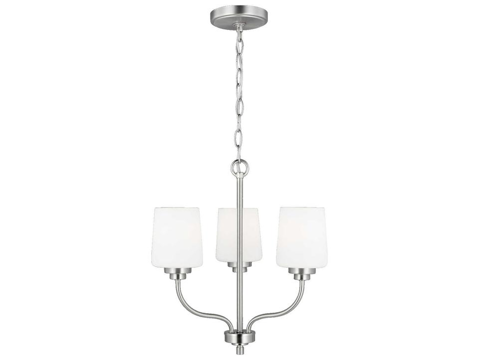 Windom 3-Light Chandelier in Brushed Nickel with Etched White Glass