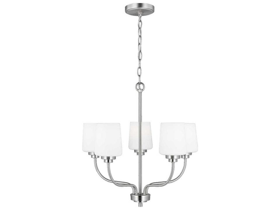 Windom 5-Light Chandelier in Brushed Nickel with Etched Glass
