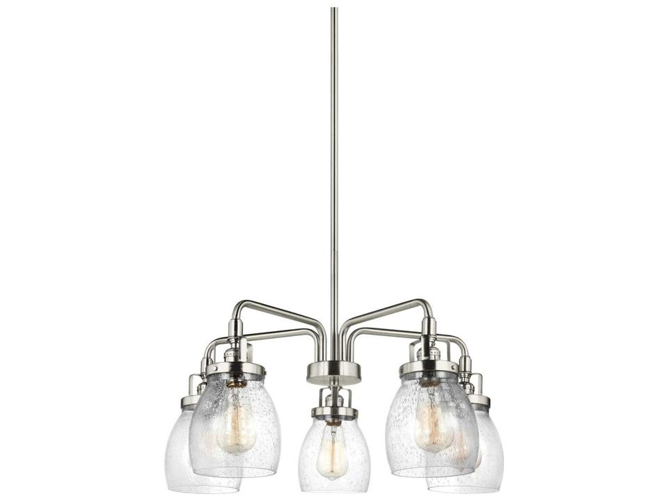 Belton 5-Light Chandelier in Brushed Nickel with Clear Seeded Glass