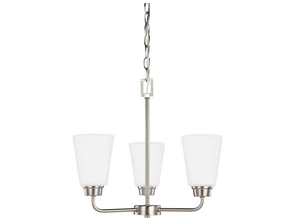 Kerrville 3-Light Chandelier in Brushed Nickel with Satin Etched Glass