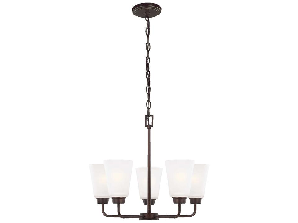 5-Light Kerrville Chandelier in Bronze with Satin Etched Glass