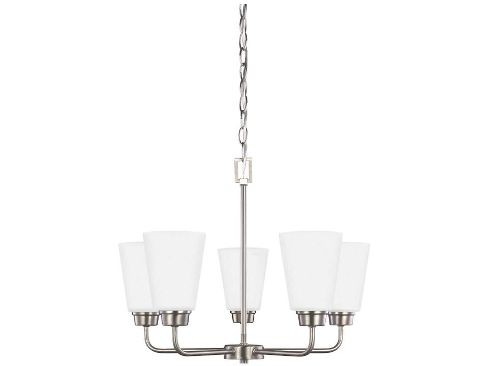 Kerrville 5-Light Chandelier in Brushed Nickel with Satin Etched Glass