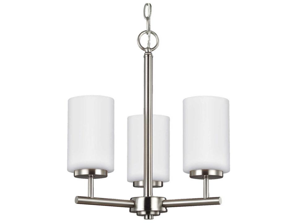 3-Light Oslo Chandelier in Brushed Nickel with Opal Etched Glass
