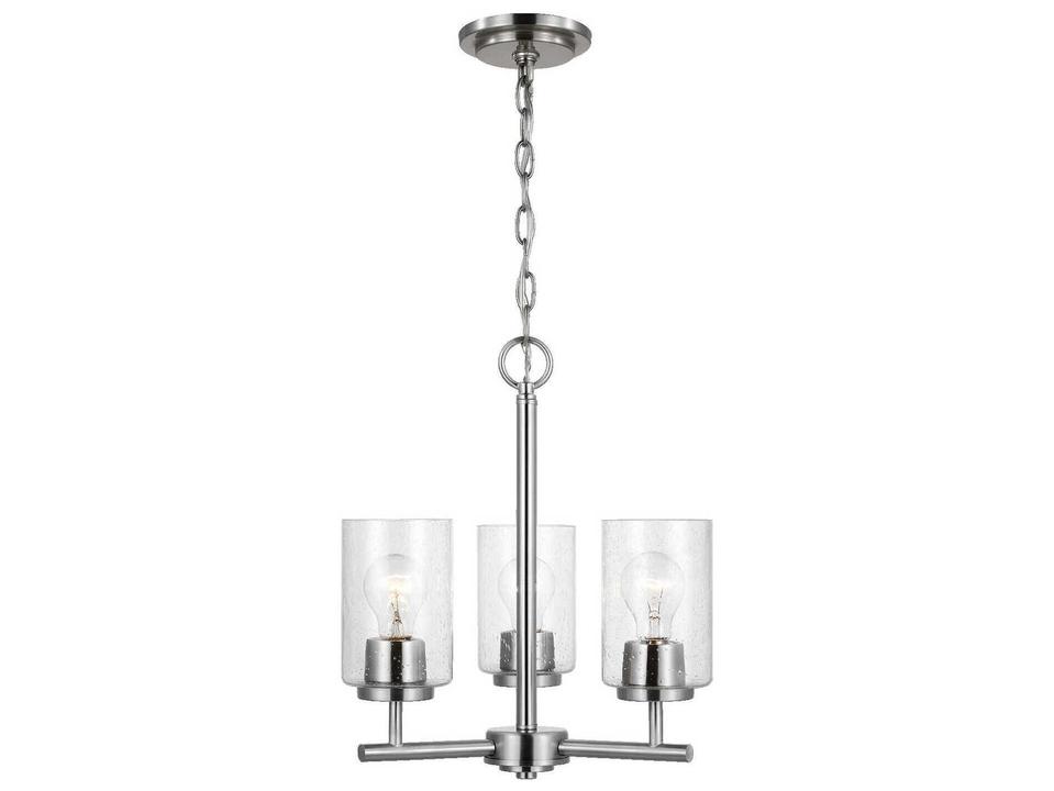 Oslo 3-Light Chandelier in Brushed Nickel with Clear Seeded Glass