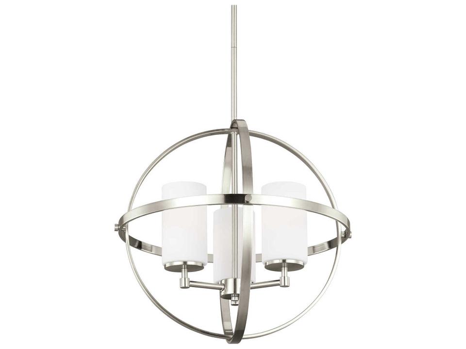 Alturas 3-Light Chandelier in Brushed Nickel with Etched Glass