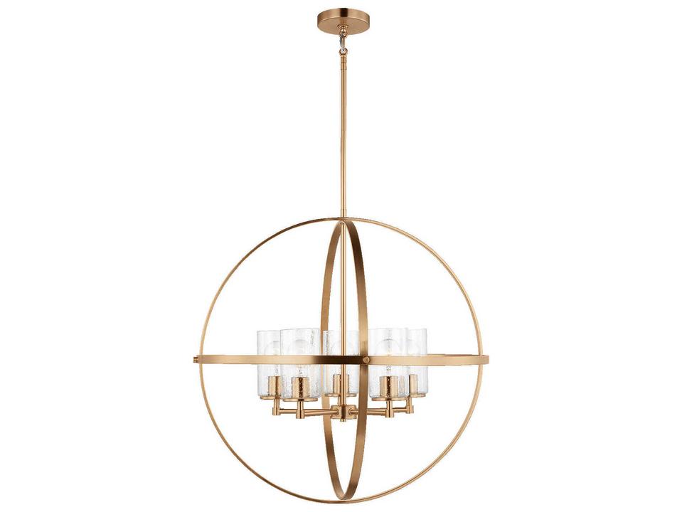 Alturas 5-Light Chandelier in Satin Brass with Clear Seeded Glass