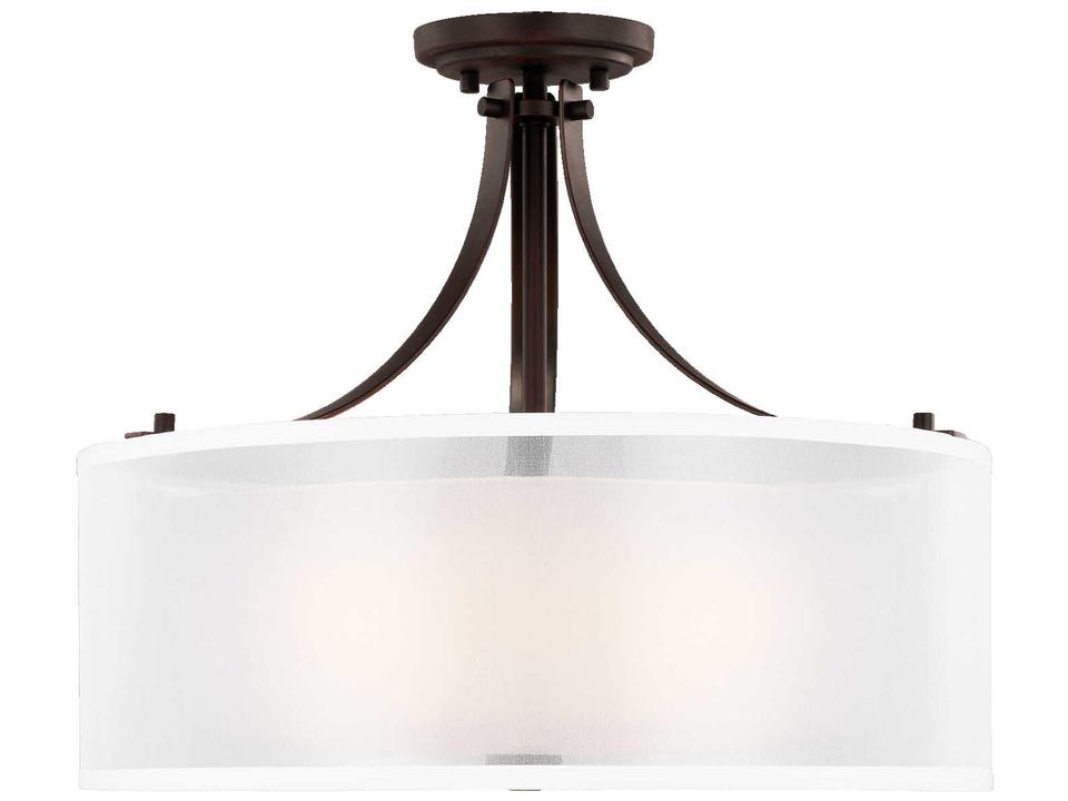 3-Light Elmwood Park Semi-Flush Mount in Bronze