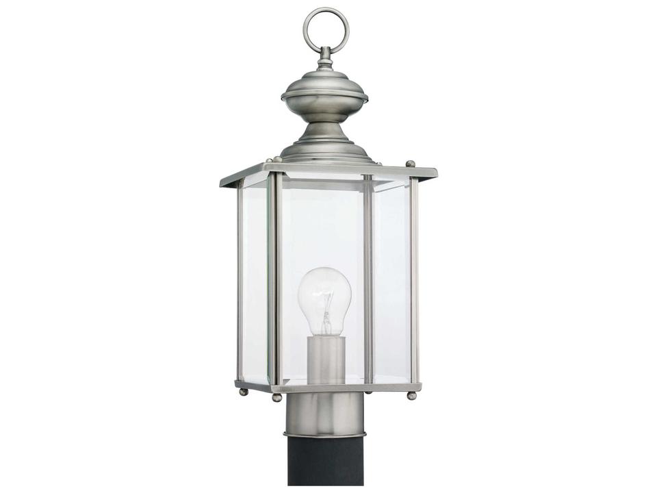 Jamestowne 1-Light Outdoor Post Lantern in Antique Brushed Nickel