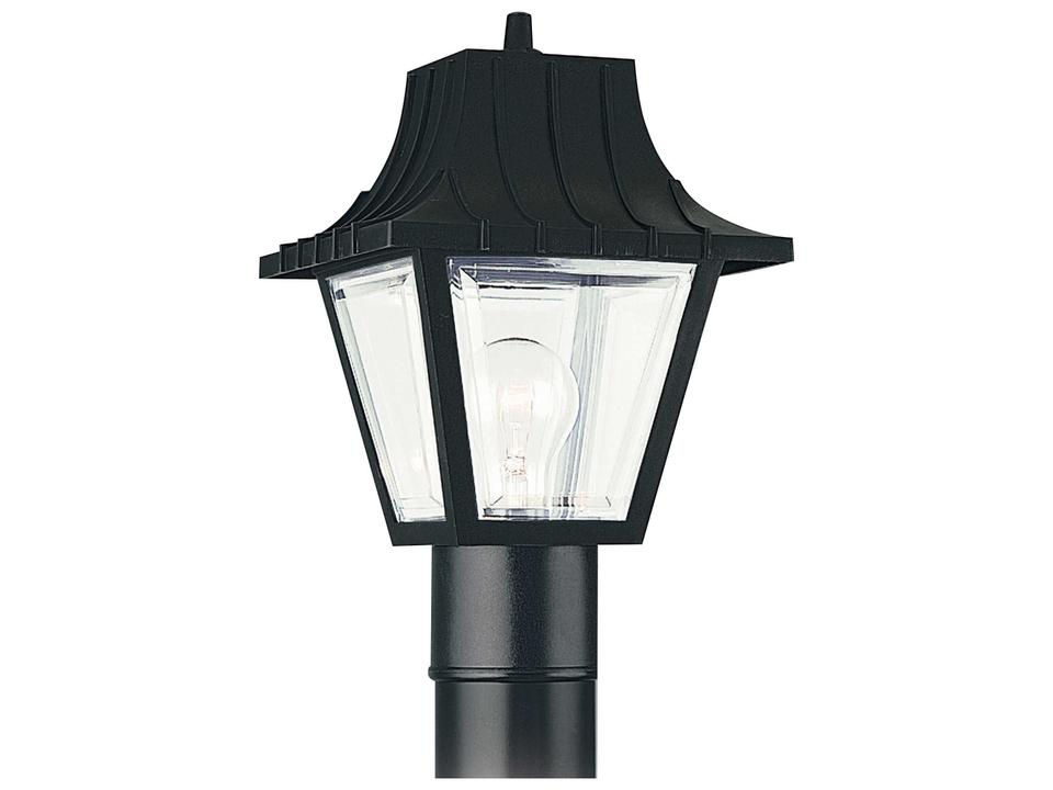 Polycarbonate Outdoor 1-Light Post Lantern in Black