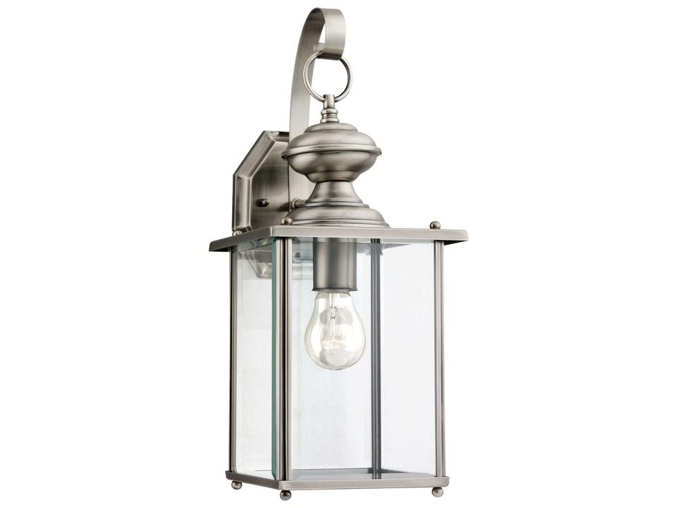 Jamestowne 1-Light Outdoor Wall Lantern in Antique Brushed Nickel