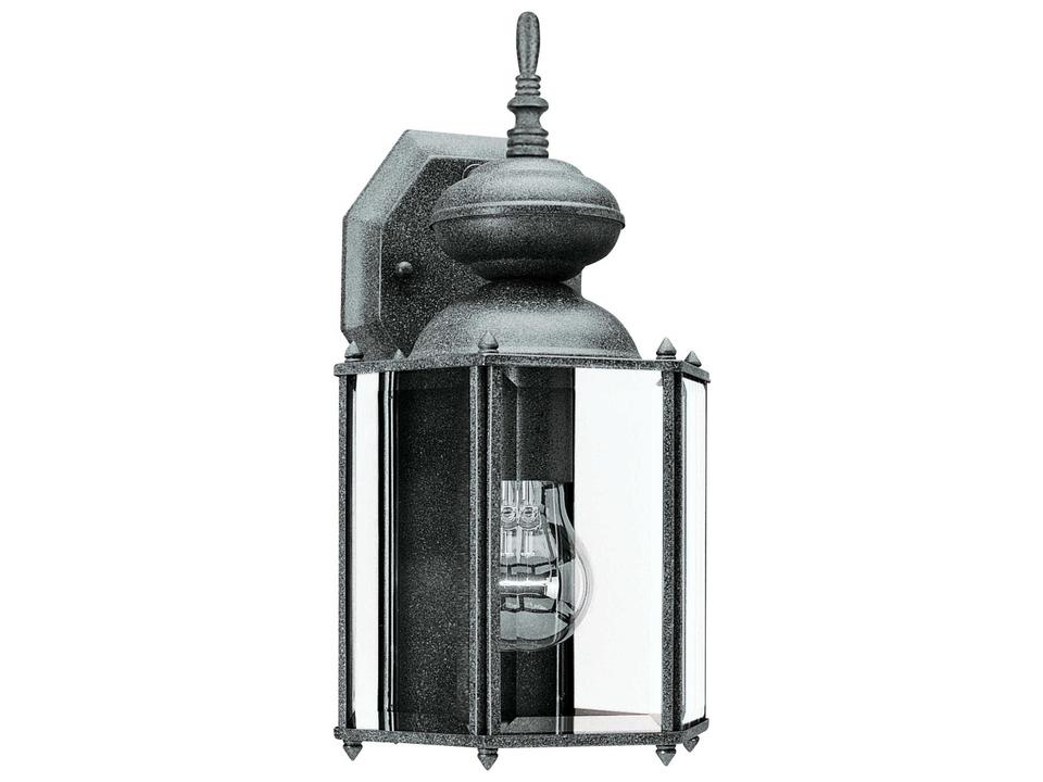 Classico 1-Light Outdoor Wall Lantern in Black with Clear Beveled Glass