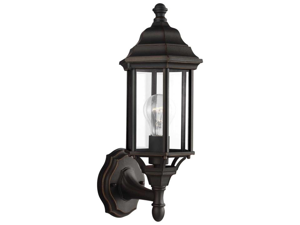 Sevier 1-Light Outdoor Wall Lantern in Antique Bronze with Clear Glass