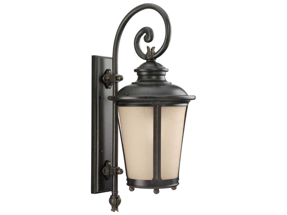 Cape May Large 1-Light Outdoor Wall Lantern in Burled Iron
