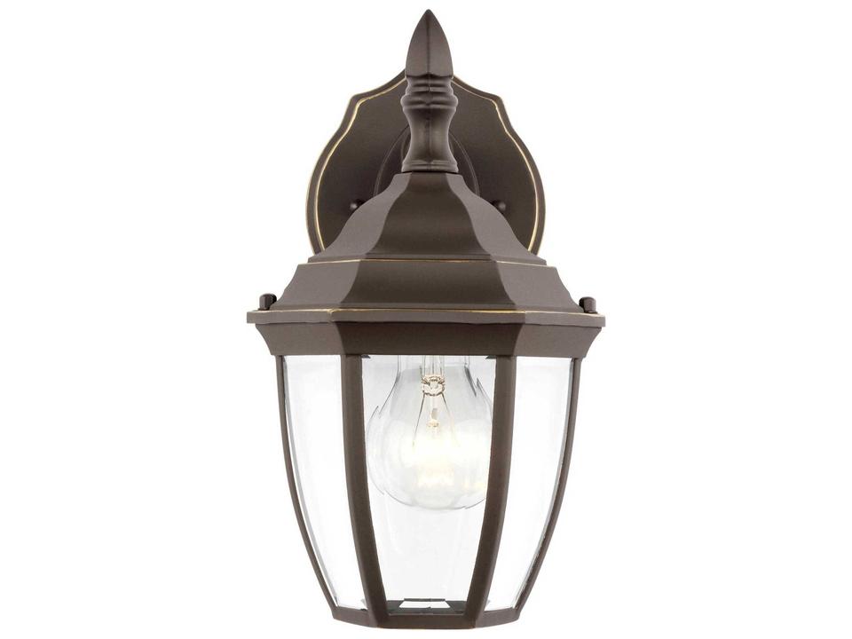 Bakersville 1-Light Outdoor Wall Sconce in Antique Bronze with Clear Beveled Glass
