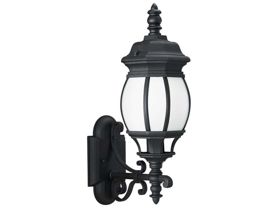 Wynfield 1-Light Outdoor Wall Sconce with Frosted Glass in Black