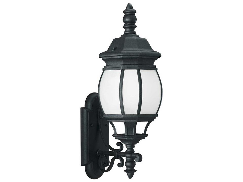 Wynfield 1-Light Outdoor Wall Lantern in Black with Frosted Glass
