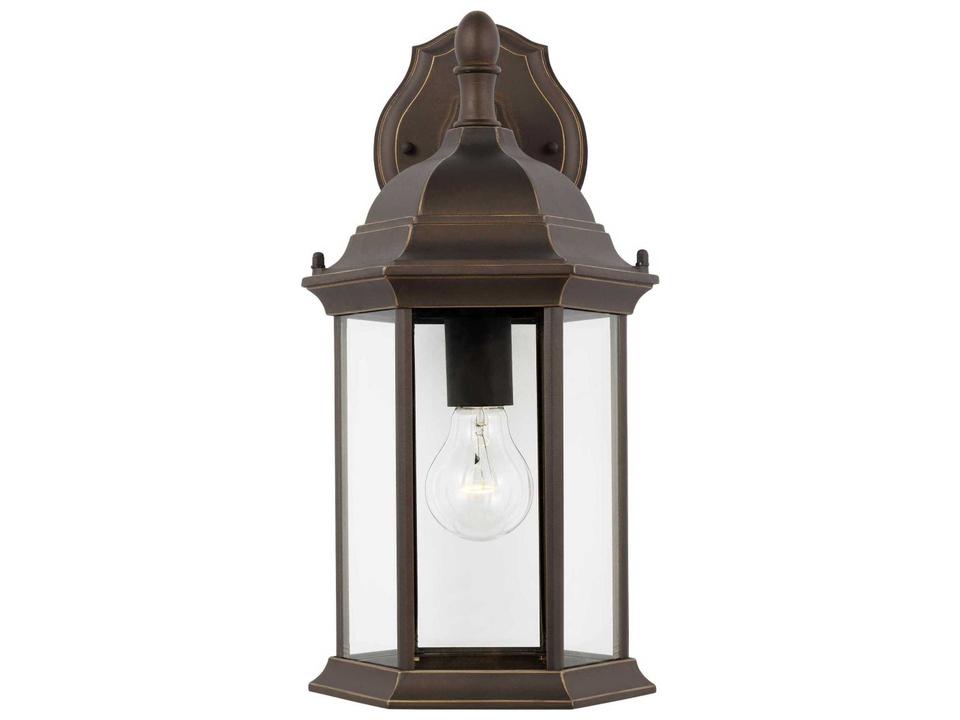 Sevier 1-Light Outdoor Wall Sconce in Antique Bronze with Clear Glass