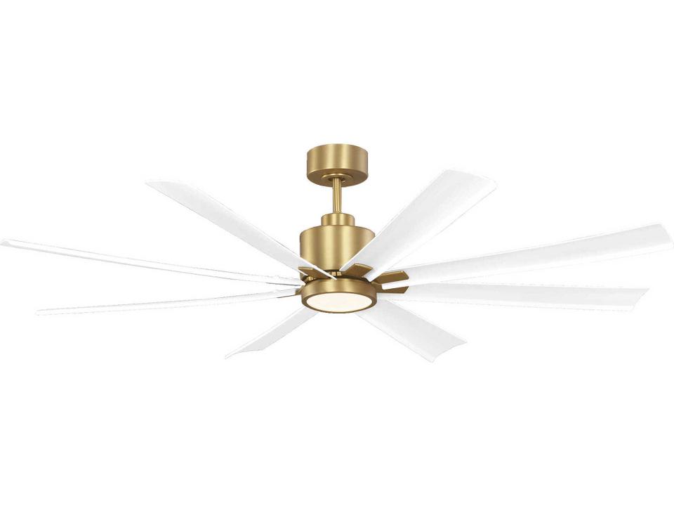 Flera Smart 65-Inch 8-Blade LED Damp Rated Ceiling Fan in Burnished Brass