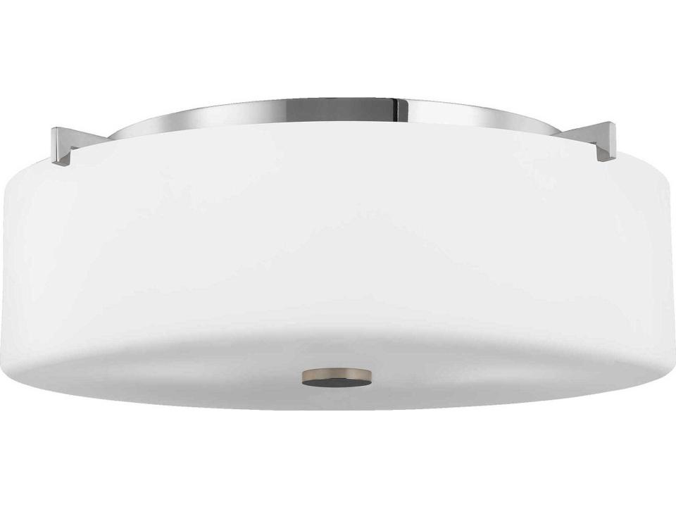 Sunset Drive 3-Light Flush Mount in Chrome with White Opal Etched Glass