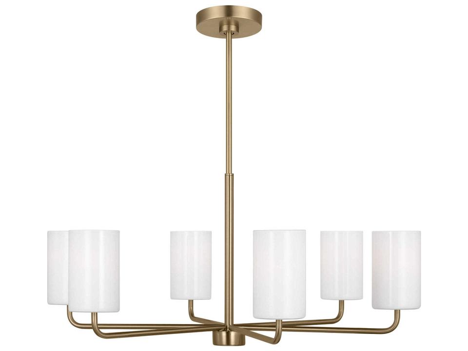 Rhett 6-Light Chandelier in Satin Bronze with Glass Shades