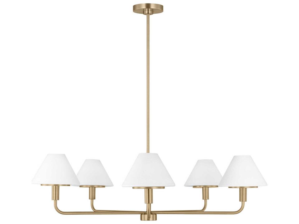 Mendota 5-Light Chandelier in Satin Brass with Opal Etched Glass