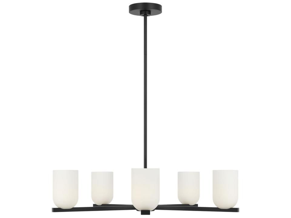 5-Light Neblina Chandelier with Etched White Glass