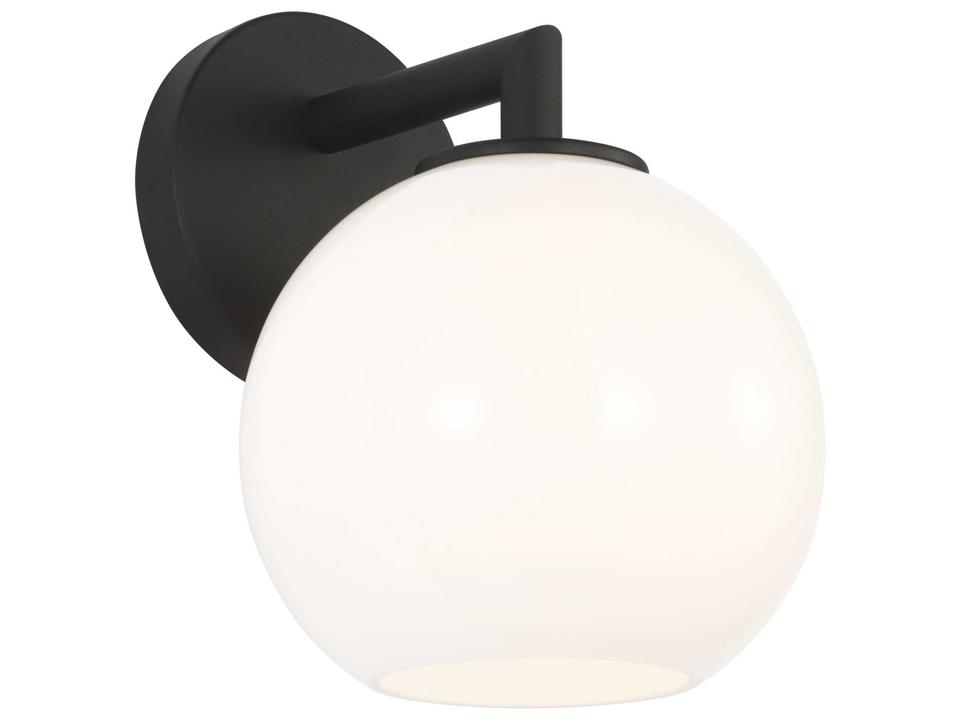 Toca 1-Light Outdoor Wall Lantern with Milk Glass Shade in Textured Black