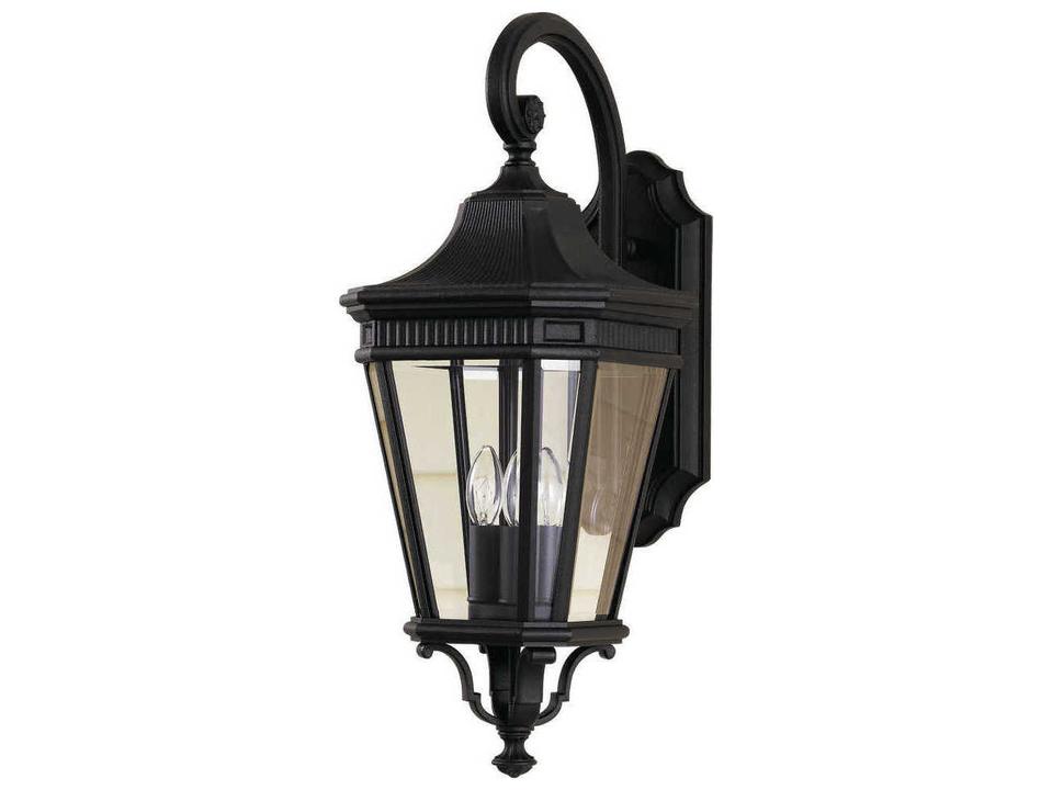 3-Light Cotswold Lane Outdoor Wall Sconce in Black