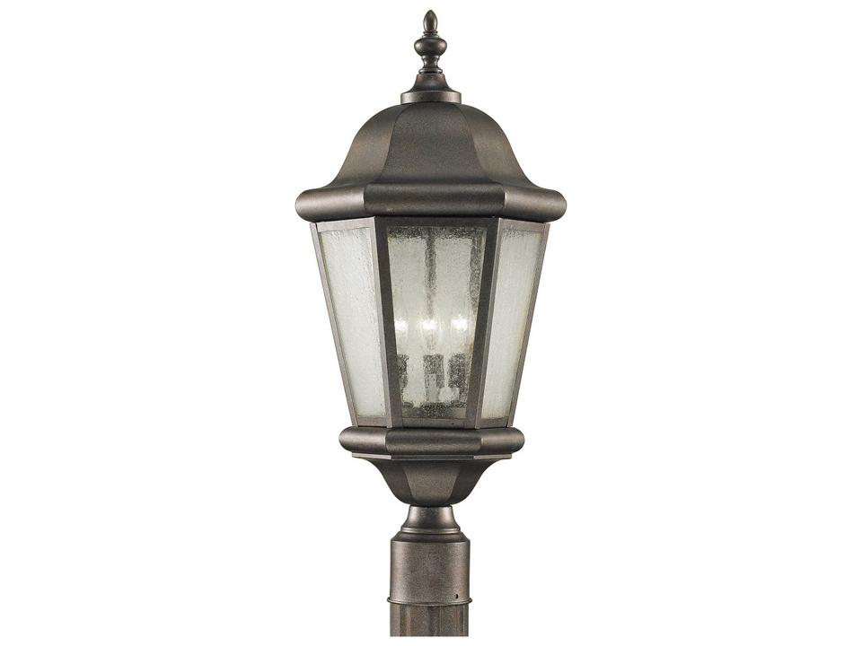 Martinsville 3-Light Outdoor Post Lantern in Corinthian Bronze
