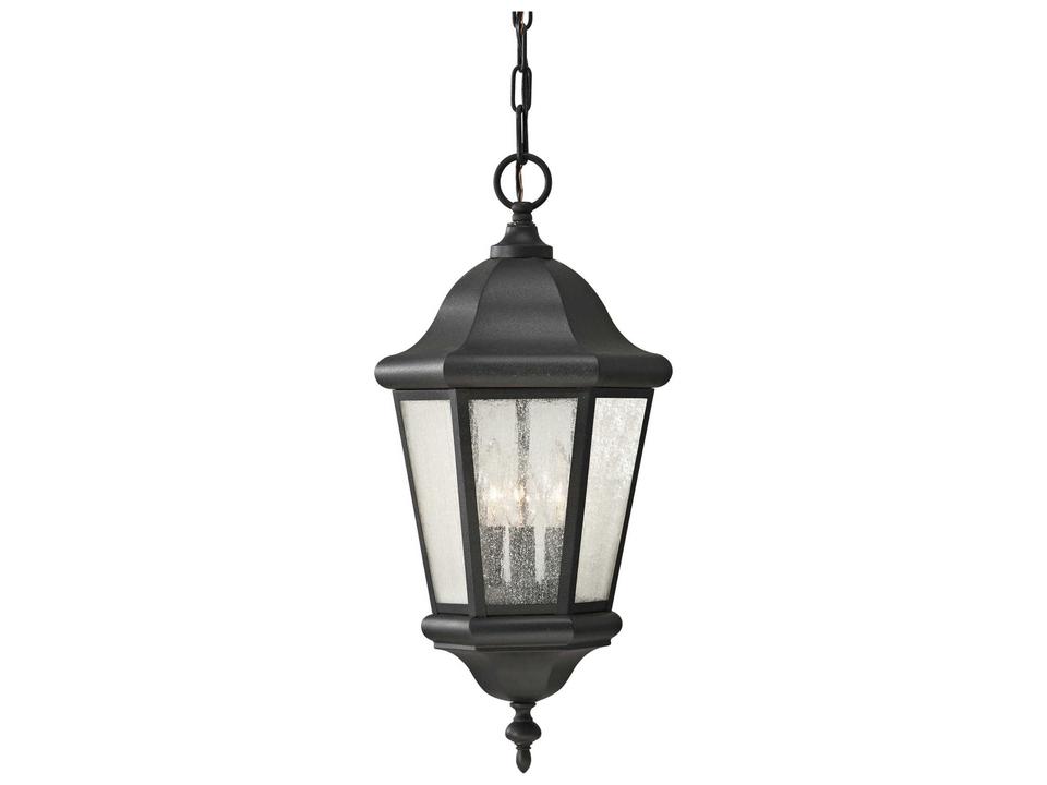 Martinsville 3-Light Outdoor Hanging Lantern in Black