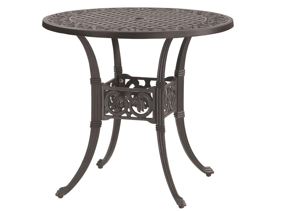 Michigan Cast Aluminum Round Outdoor Patio Dining Table with Umbrella Hole