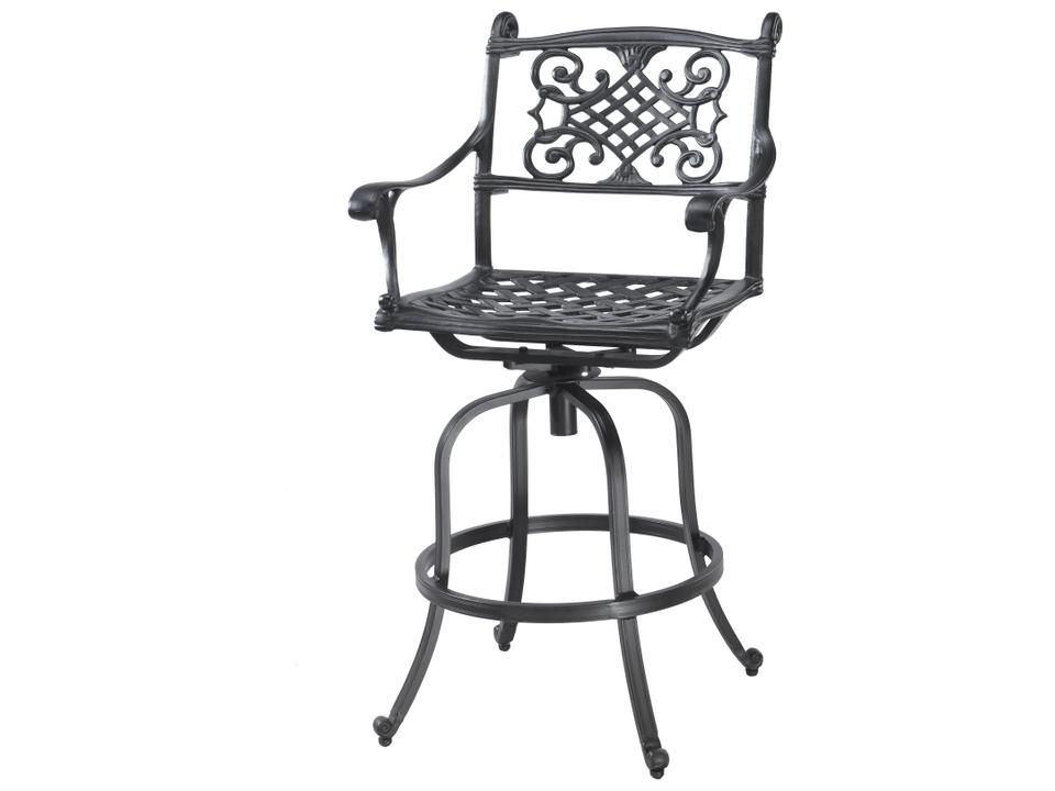 Michigan Cast Aluminum Swivel Bar Stool in Black