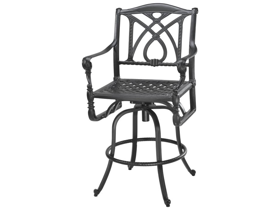 Grand Terrace Cast Aluminum Swivel Outdoor Bar Stool with Arms